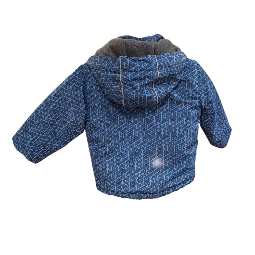 ICEBURG Outerwear Toddler Boys Blue Geometric Print Hooded Winter Jacket Size 2T